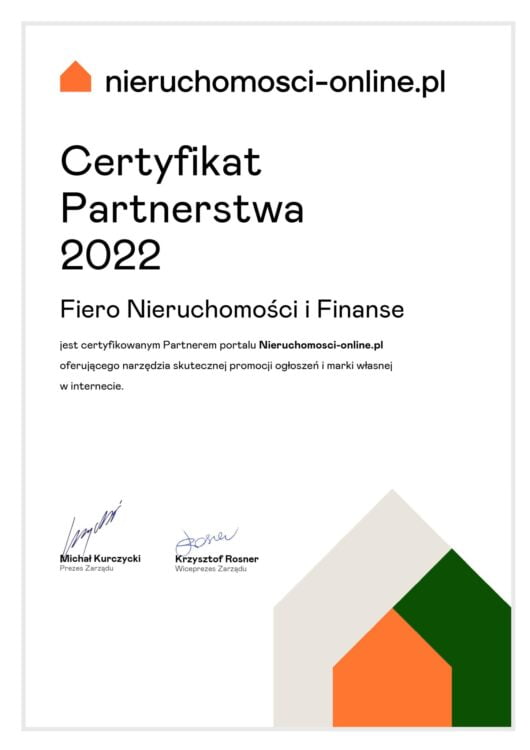 Certyfikat Partnerstwa 2022 - nieruchomosci-online.pl